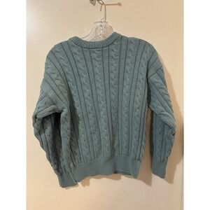 Vintage Eddie Bauer Fisherman Cable Knit Sweater Blue Men's Medium Cotton